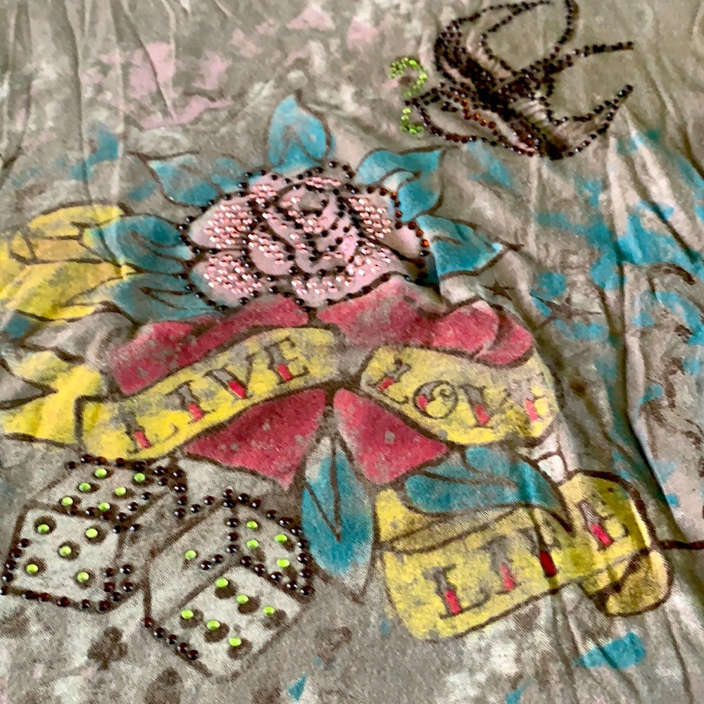 Sz med Jakes long sleeve green/rhinestone top